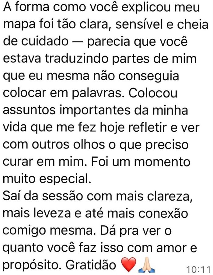Depoimento de cliente sobre Mapa Astral