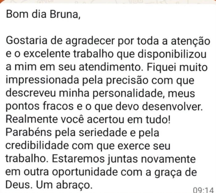 Depoimento de cliente sobre atendimento