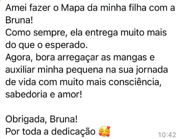 Depoimento de cliente sobre Mapa Infantil