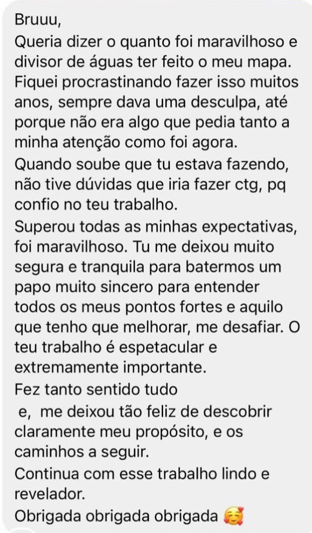 Depoimento de cliente sobre Mapa Astral